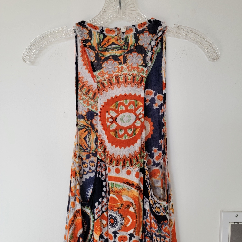 RAGA Navy and Orange Circular Print Boho Maxi Dress - Picture 10 of 11